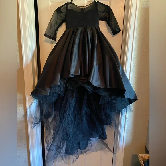 formal black dress for funeral Eva USA 3427 Long Sleeve Beaded Cocktail Graduation Dress main image 0